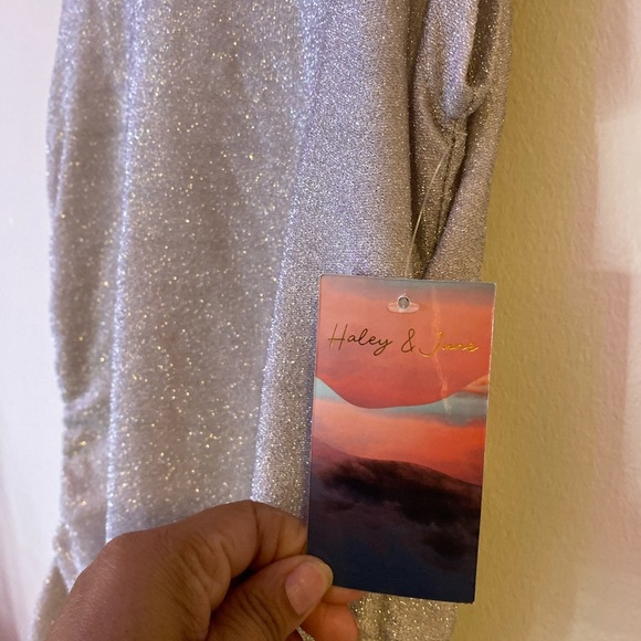 Harley & June Elegant Silver Shimmery Bodycon Sleeveless maxi Dress size medium - Picture 8 of 11